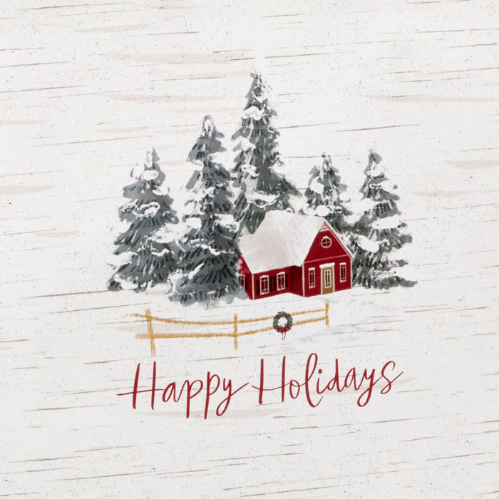 Hallmark : 9.6" Happy Holidays Red House on Birch Medium Gift Bag - Hallmark : 9.6" Happy Holidays Red House on Birch Medium Gift Bag - Annies Hallmark and Gretchens Hallmark, Sister Stores