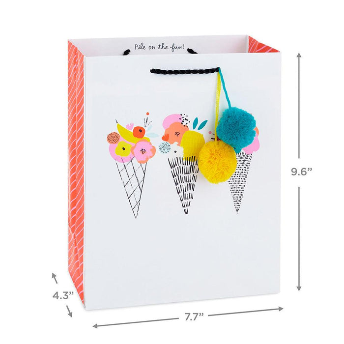 Hallmark : 9.6" Ice Cream Cones and Flowers Medium Gift Bag -