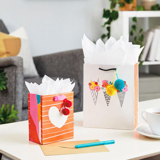 Hallmark : 9.6" Ice Cream Cones and Flowers Medium Gift Bag -