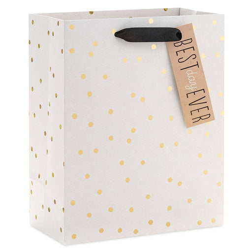 Hallmark : 9.6" Ivory With Gold Dots Medium Gift Bag - Hallmark : 9.6" Ivory With Gold Dots Medium Gift Bag