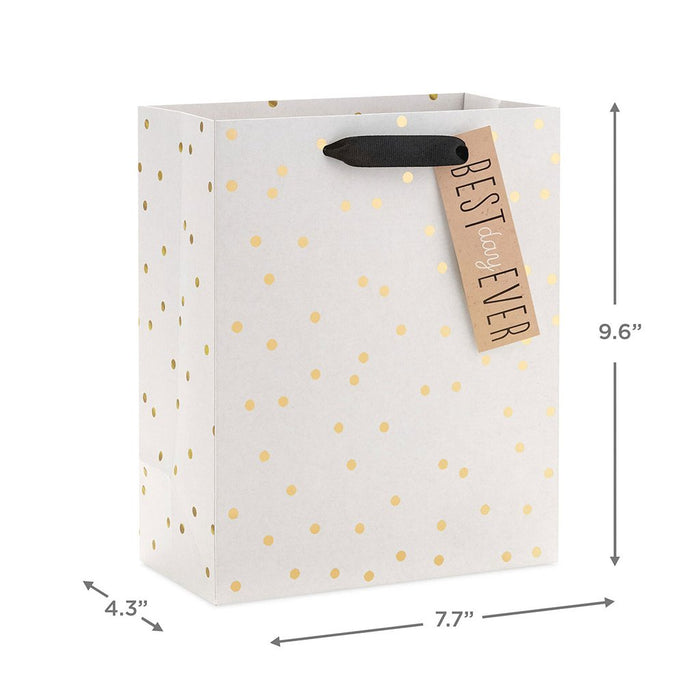Hallmark : 9.6" Ivory With Gold Dots Medium Gift Bag - Hallmark : 9.6" Ivory With Gold Dots Medium Gift Bag