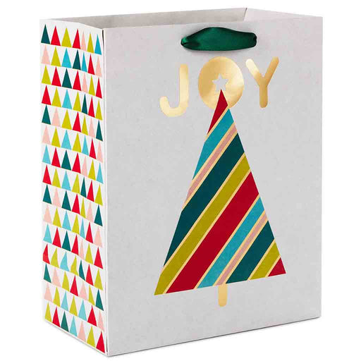 Hallmark : 9.6" Joy Striped Tree Medium Christmas Gift Bag - Hallmark : 9.6" Joy Striped Tree Medium Christmas Gift Bag