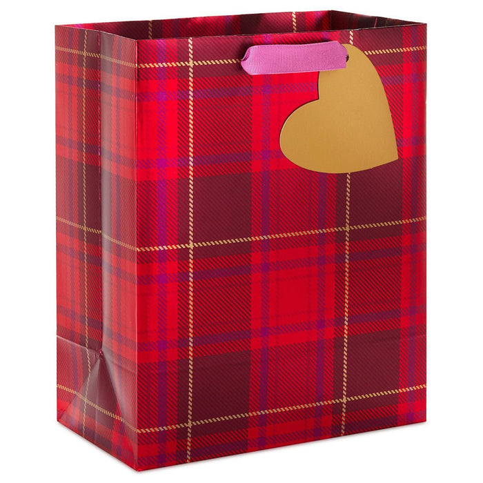 Hallmark : 9.6" Metallic Red Plaid Medium Valentine's Day Gift Bag - Hallmark : 9.6" Metallic Red Plaid Medium Valentine's Day Gift Bag