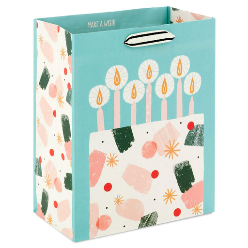 Hallmark : 9.6" Modern Birthday Cake on Mint Green Medium Gift Bag -