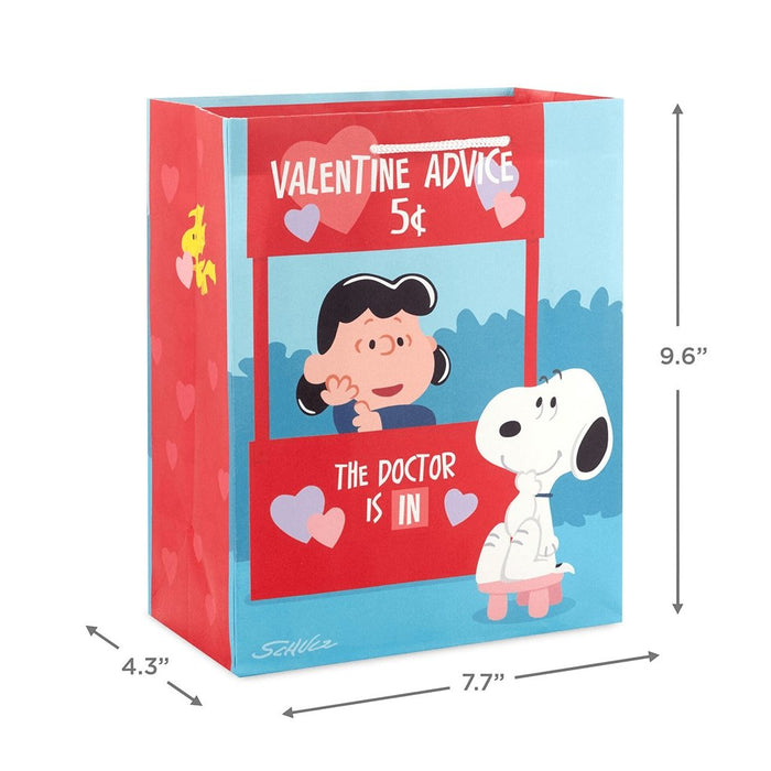 Hallmark : 9.6" Peanuts® Snoopy and Lucy Medium Valentine's Day Gift Bag -