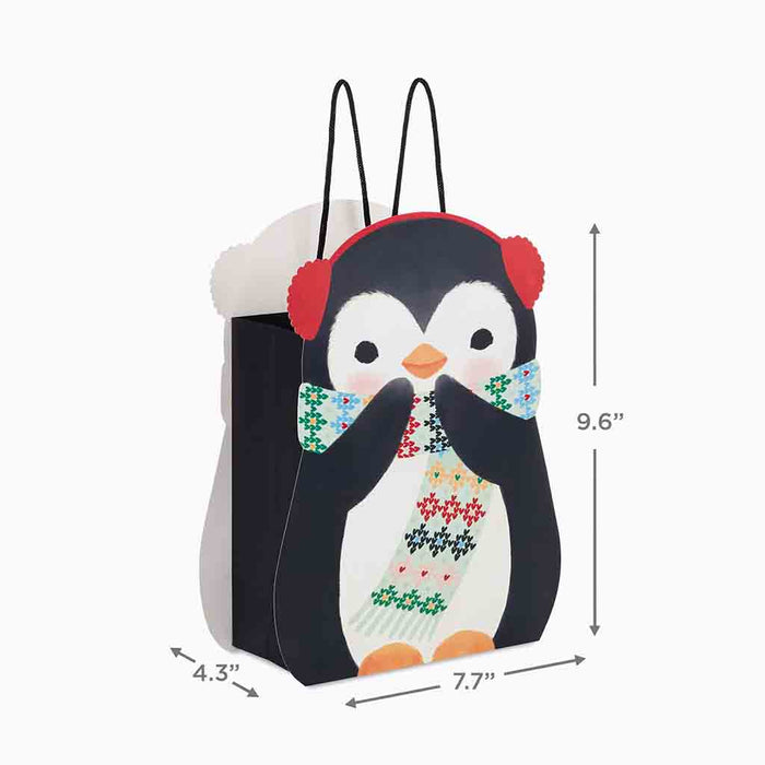 Hallmark : 9.6" Penguin in Earmuffs Medium Christmas Gift Bag - Hallmark : 9.6" Penguin in Earmuffs Medium Christmas Gift Bag