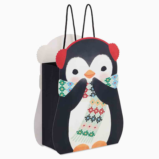 Hallmark : 9.6" Penguin in Earmuffs Medium Christmas Gift Bag - Hallmark : 9.6" Penguin in Earmuffs Medium Christmas Gift Bag