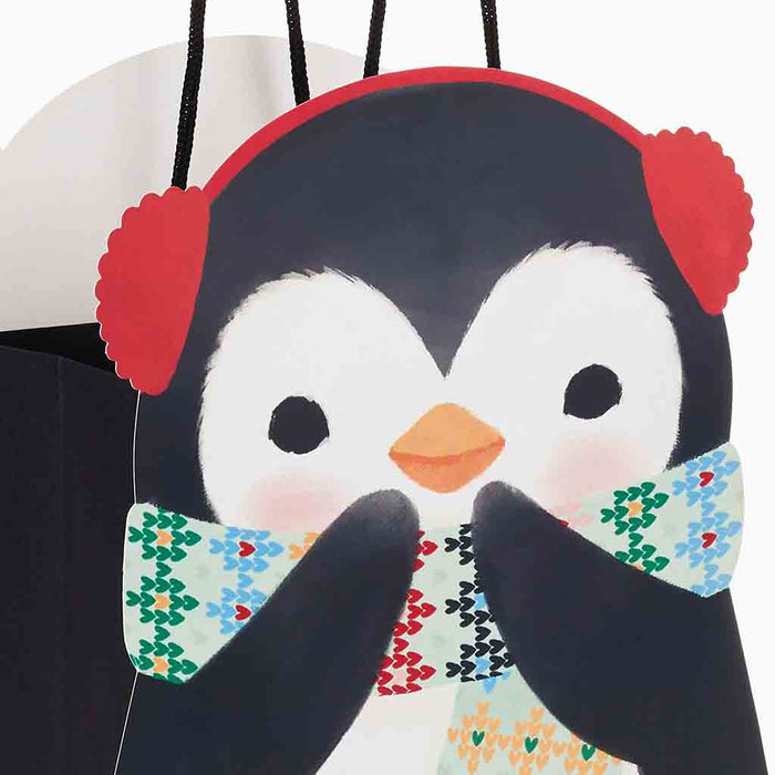 Hallmark : 9.6" Penguin in Earmuffs Medium Christmas Gift Bag - Hallmark : 9.6" Penguin in Earmuffs Medium Christmas Gift Bag