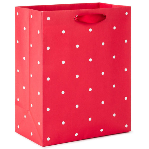 Hallmark : 9.6" Red With White Polka Dots Medium Gift Bag -