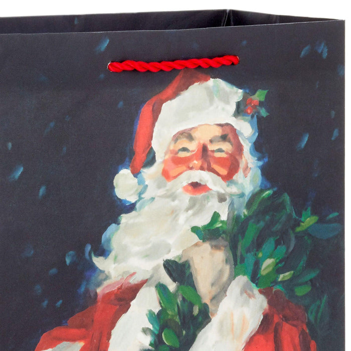 Hallmark : 9.6" Santa Portrait on Black Medium Christmas Gift Bag - Hallmark : 9.6" Santa Portrait on Black Medium Christmas Gift Bag - Annies Hallmark and Gretchens Hallmark, Sister Stores