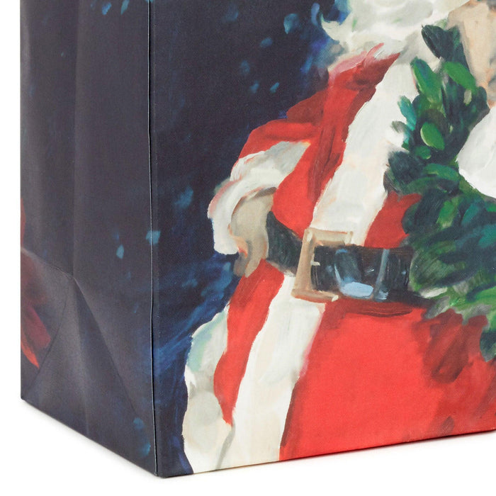 Hallmark : 9.6" Santa Portrait on Black Medium Christmas Gift Bag - Hallmark : 9.6" Santa Portrait on Black Medium Christmas Gift Bag - Annies Hallmark and Gretchens Hallmark, Sister Stores