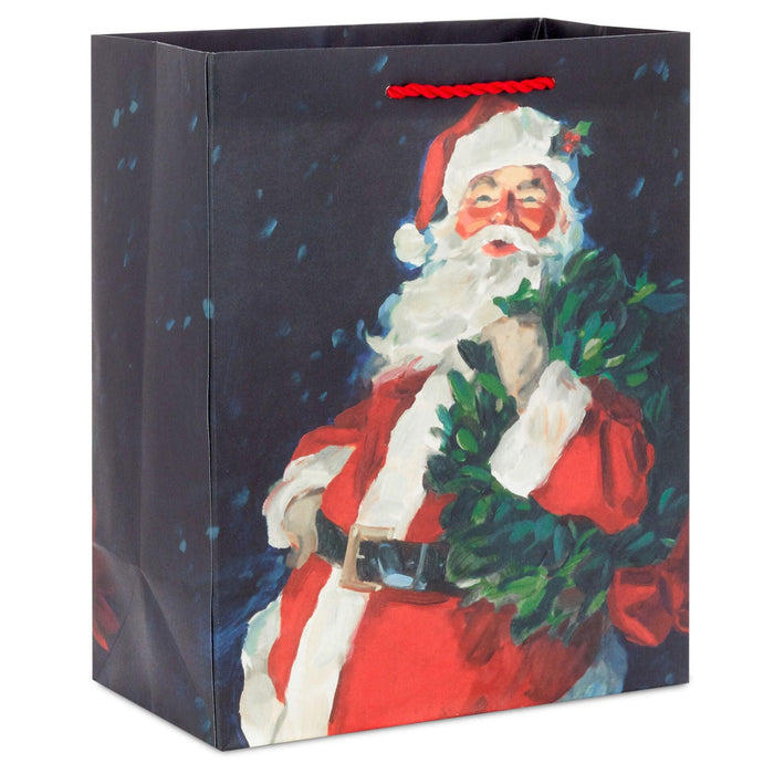 Hallmark : 9.6" Santa Portrait on Black Medium Christmas Gift Bag - Hallmark : 9.6" Santa Portrait on Black Medium Christmas Gift Bag - Annies Hallmark and Gretchens Hallmark, Sister Stores