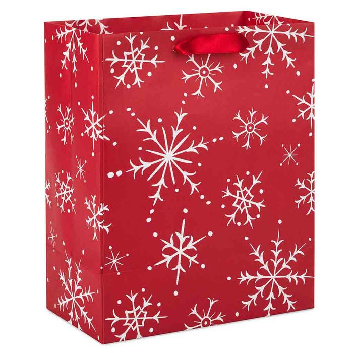 Hallmark : 9.6" Snowflakes on Red Medium Holiday Gift Bag - Hallmark : 9.6" Snowflakes on Red Medium Holiday Gift Bag