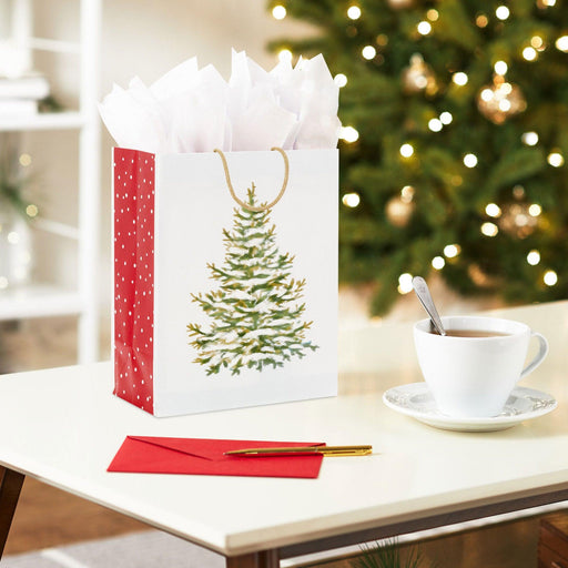 Hallmark : 9.6" Snowy Evergreen Medium Christmas Gift Bag - Hallmark : 9.6" Snowy Evergreen Medium Christmas Gift Bag - Annies Hallmark and Gretchens Hallmark, Sister Stores