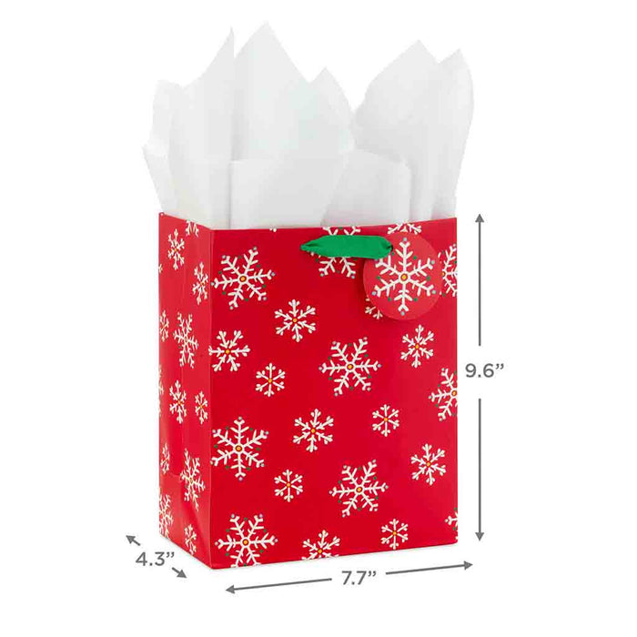 Hallmark : 9.6" White Snowflakes on Red Medium Holiday Gift Bag With Tissue Paper - Hallmark : 9.6" White Snowflakes on Red Medium Holiday Gift Bag With Tissue Paper