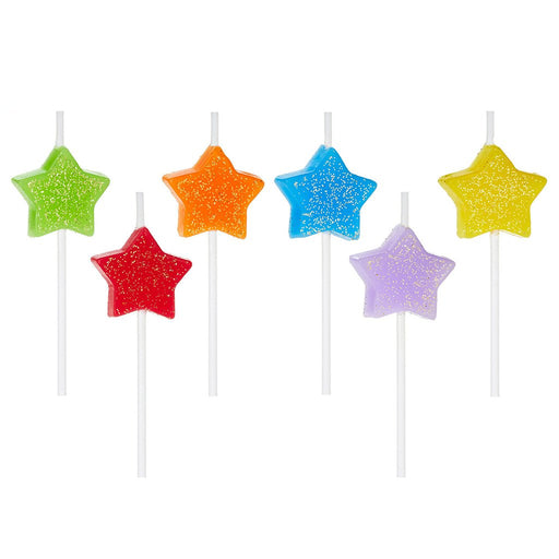 Hallmark : Assorted Color With Glitter Star-Shaped Birthday Candles, Set of 6 - Hallmark : Assorted Color With Glitter Star-Shaped Birthday Candles, Set of 6