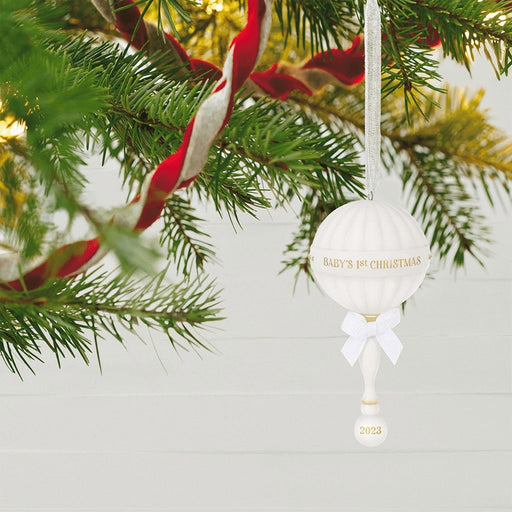 Hallmark : Baby's First Christmas Rattle 2023 Porcelain Ornament -
