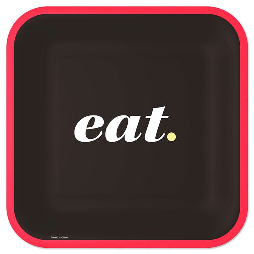 Hallmark : Black and Red "Eat" Square Dinner Plates, Set of 8 - Hallmark : Black and Red "Eat" Square Dinner Plates, Set of 8