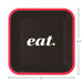 Hallmark : Black and Red "Eat" Square Dinner Plates, Set of 8 - Hallmark : Black and Red "Eat" Square Dinner Plates, Set of 8