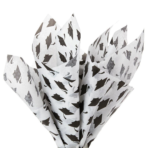 Hallmark : Black Grad Caps on White Tissue Paper, 6 sheets -