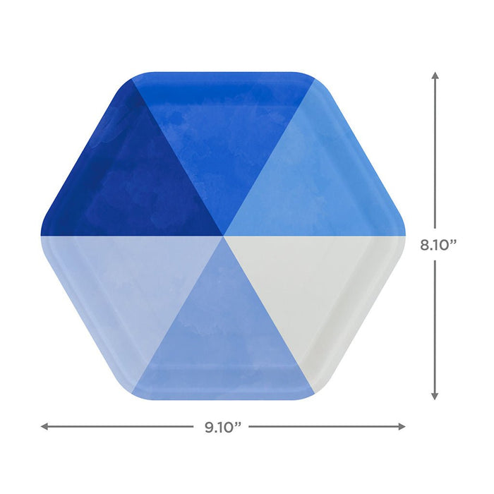 Hallmark : Blue Pinwheel Hexagonal Dessert Plates, Set of 8 - Hallmark : Blue Pinwheel Hexagonal Dessert Plates, Set of 8
