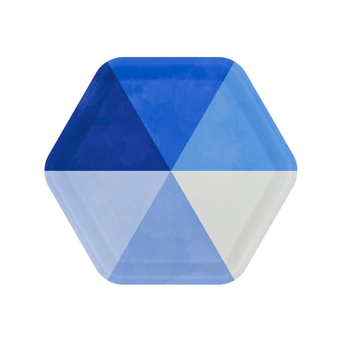 Hallmark : Blue Pinwheel Hexagonal Dessert Plates, Set of 8 - Hallmark : Blue Pinwheel Hexagonal Dessert Plates, Set of 8
