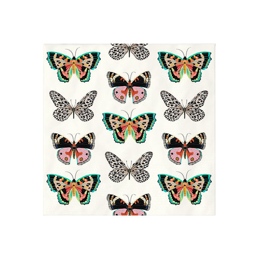 Hallmark : Butterflies on White Cocktail Napkins, Set of 16 - Hallmark : Butterflies on White Cocktail Napkins, Set of 16