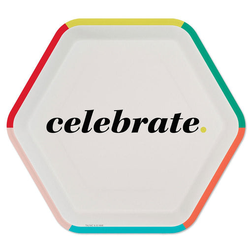 Hallmark : "Celebrate" Hexagonal Dessert Plates, Set of 8 - Hallmark : "Celebrate" Hexagonal Dessert Plates, Set of 8