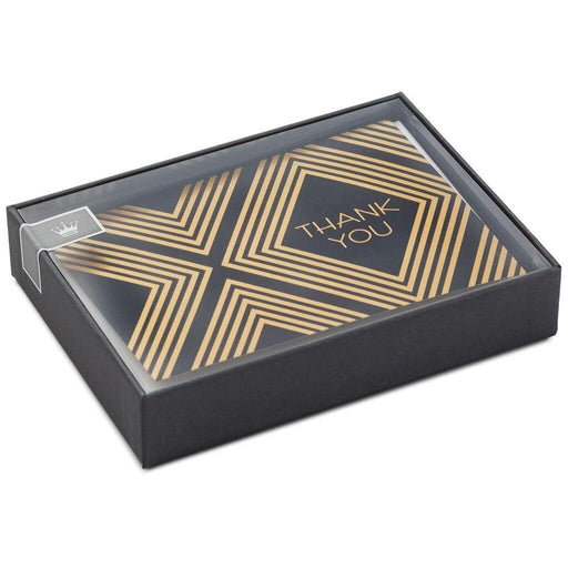 Hallmark : Classic Black and Gold Thank You Notes, Box of 10 -