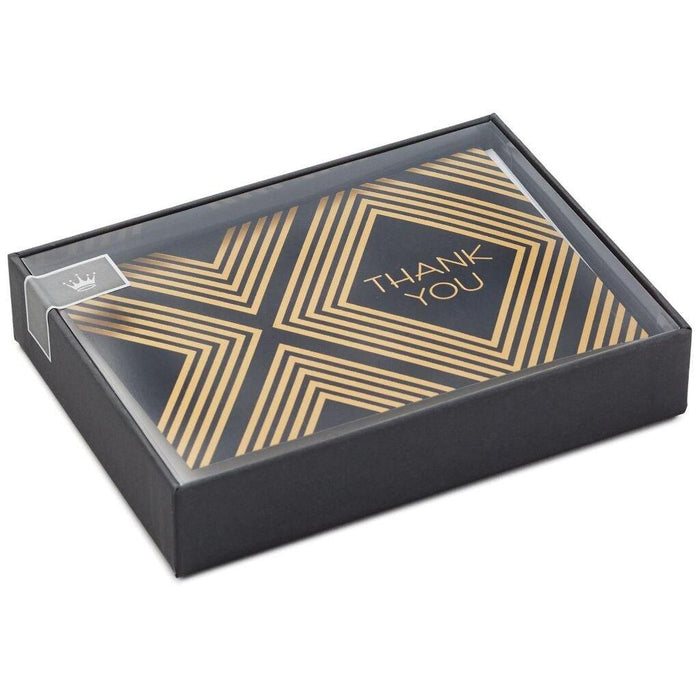 Hallmark : Classic Black and Gold Thank You Notes, Box of 10 -