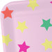 Hallmark : Colorful Stars on Pink Square Dessert Plates, Set of 8 - Hallmark : Colorful Stars on Pink Square Dessert Plates, Set of 8