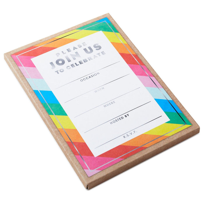 Hallmark : Colorful Stripe Party Invitations, Pack of 10 -