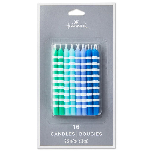 Hallmark : Cool Hues Striped Birthday Candles, Set of 16 - Hallmark : Cool Hues Striped Birthday Candles, Set of 16