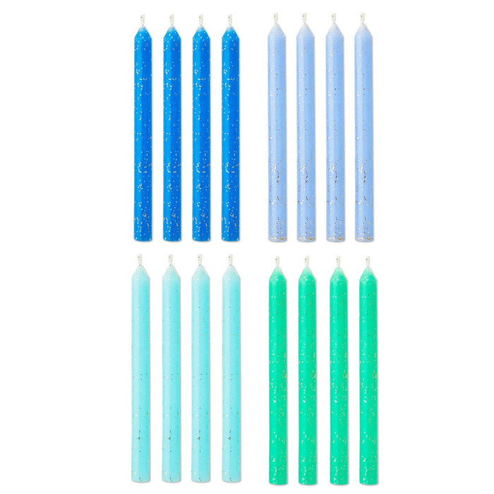 Hallmark : Cool Hues With Glitter Birthday Candles, Set of 16 - Hallmark : Cool Hues With Glitter Birthday Candles, Set of 16