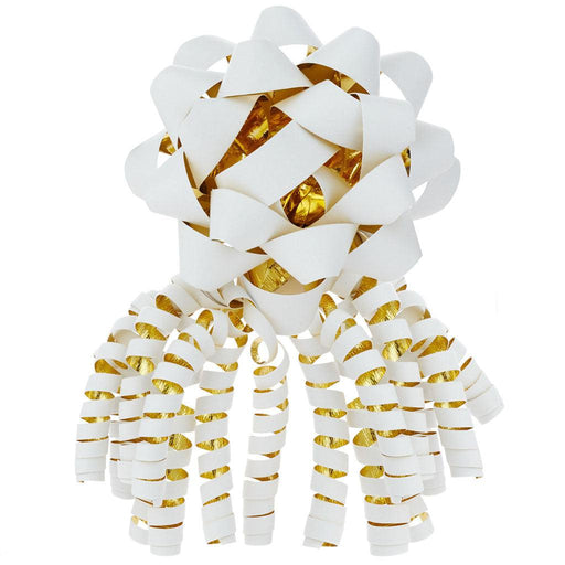 Hallmark : Flocked White and Gold 2-Pack Gift Bow Set -