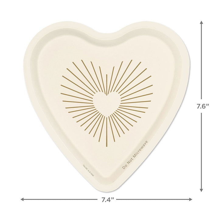Hallmark : Gold and Ivory Heart-Shaped Dessert Plates, Set of 8 - Hallmark : Gold and Ivory Heart-Shaped Dessert Plates, Set of 8