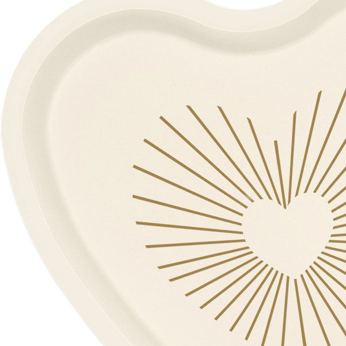 Hallmark : Gold and Ivory Heart-Shaped Dessert Plates, Set of 8 - Hallmark : Gold and Ivory Heart-Shaped Dessert Plates, Set of 8