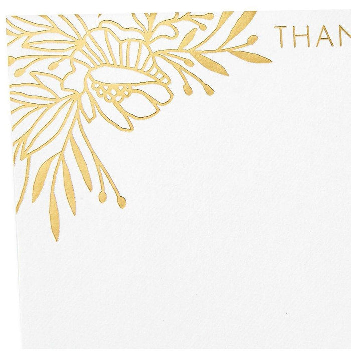 Hallmark : Gold Floral Blank Flat Note Cards With Caddy, Box of 40 -