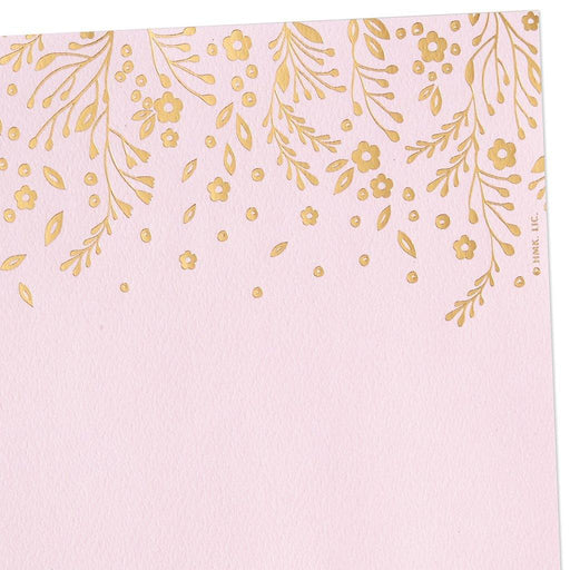 Hallmark : Gold Floral on Pink Stationery Set, Box of 20 -