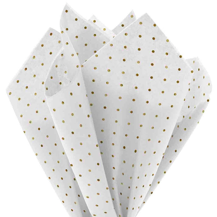 Hallmark : Gold Foil Dots on White Christmas Tissue Paper, 6 sheets - Hallmark : Gold Foil Dots on White Christmas Tissue Paper, 6 sheets