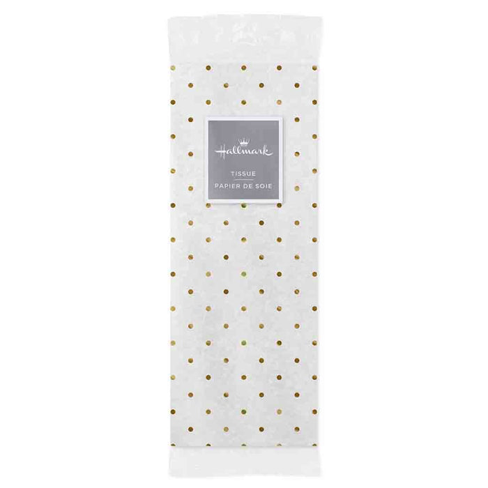 Hallmark : Gold Foil Dots on White Christmas Tissue Paper, 6 sheets - Hallmark : Gold Foil Dots on White Christmas Tissue Paper, 6 sheets