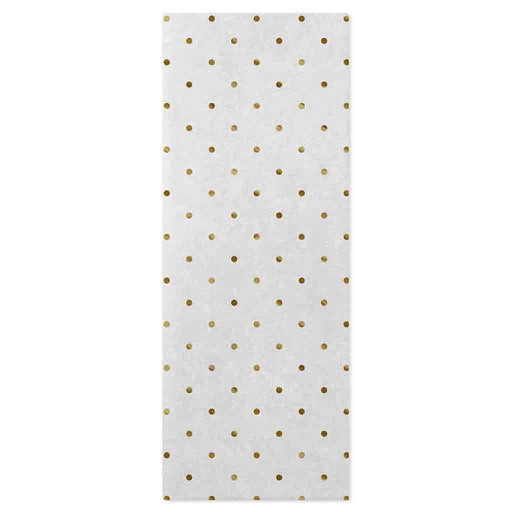 Hallmark : Gold Foil Dots on White Christmas Tissue Paper, 6 sheets - Hallmark : Gold Foil Dots on White Christmas Tissue Paper, 6 sheets