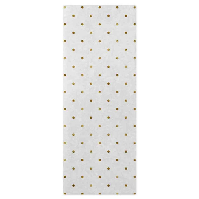 Hallmark : Gold Foil Dots on White Christmas Tissue Paper, 6 sheets - Hallmark : Gold Foil Dots on White Christmas Tissue Paper, 6 sheets