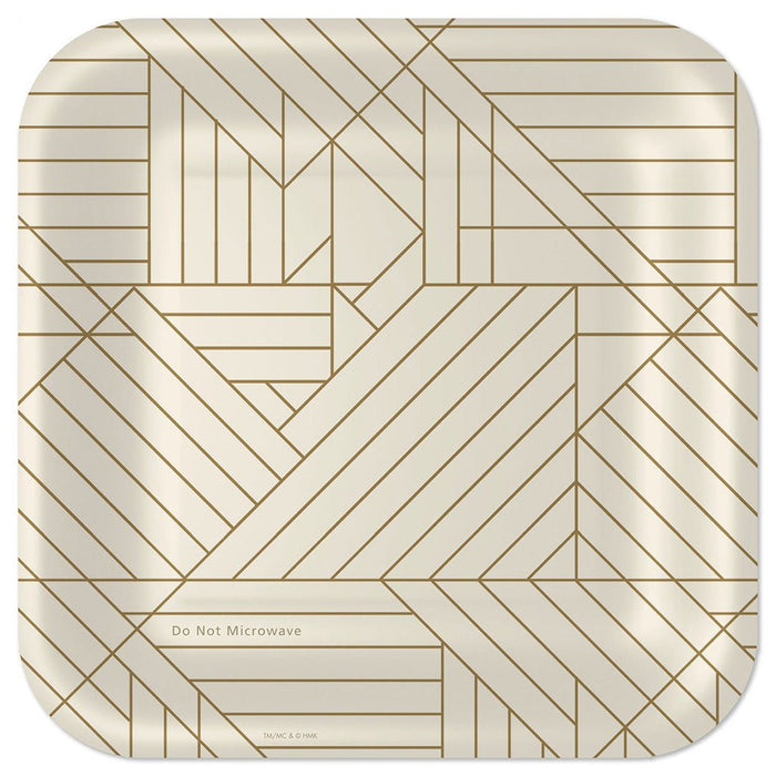 Hallmark : Gold Geometric on Ivory Square Dinner Plates, Set of 8 - Hallmark : Gold Geometric on Ivory Square Dinner Plates, Set of 8