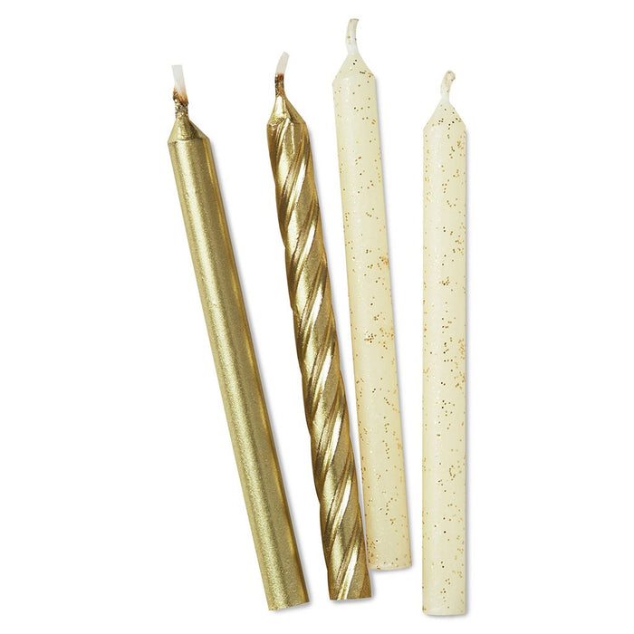 Hallmark : Gold Matte, Spiral and Glitter Birthday Candles, Set of 16 - Hallmark : Gold Matte, Spiral and Glitter Birthday Candles, Set of 16