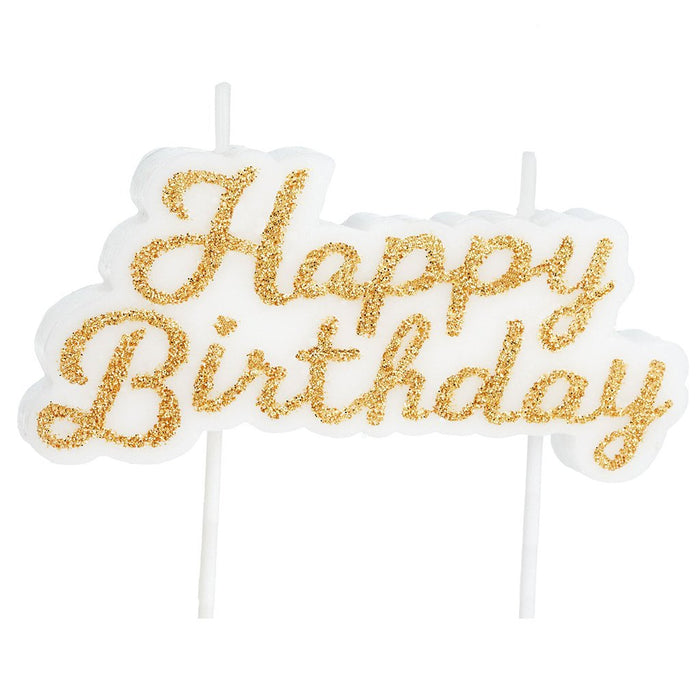 Hallmark : Gold Script Happy Birthday Candle - Hallmark : Gold Script Happy Birthday Candle