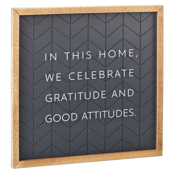 Hallmark : Gratitude and Good Attitudes Framed Quote Sign, 12x12 -