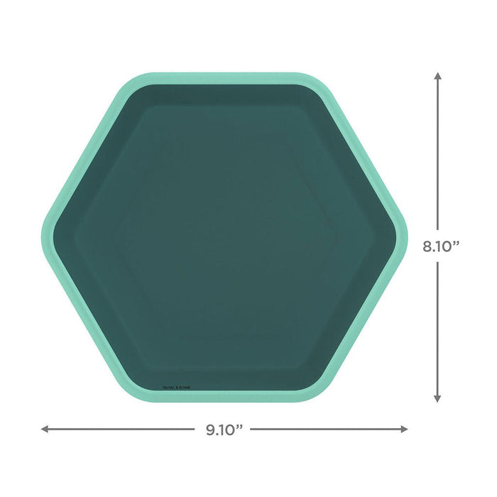 Hallmark : Green Hexagonal Dessert Plates, Set of 8 - Hallmark : Green Hexagonal Dessert Plates, Set of 8