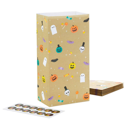 Hallmark : Halloween 12-Pack Kraft Paper Goodie Bags With Stickers - Hallmark : Halloween 12-Pack Kraft Paper Goodie Bags With Stickers - Annies Hallmark and Gretchens Hallmark, Sister Stores