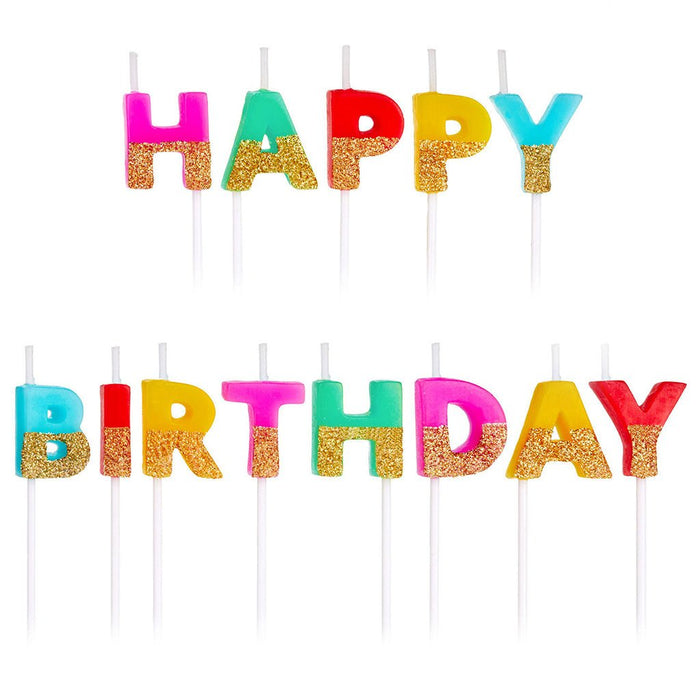 Hallmark : "Happy Birthday" Letters Colorful Birthday Candles, Set of 13 - Hallmark : "Happy Birthday" Letters Colorful Birthday Candles, Set of 13